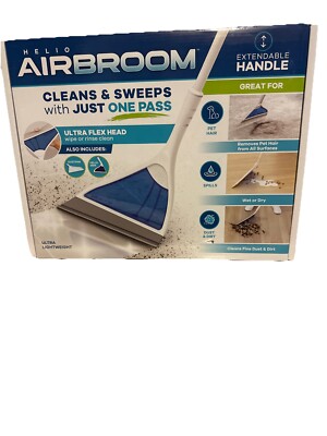 NIB Helio Air Broom Sweeps Cleans Floors Windows Glass Liquids Pet Hair
