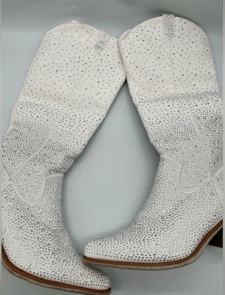 Botas vaqueras occidentales Pierre Dumas blancas con estrás para mujer Foto 4 de 4