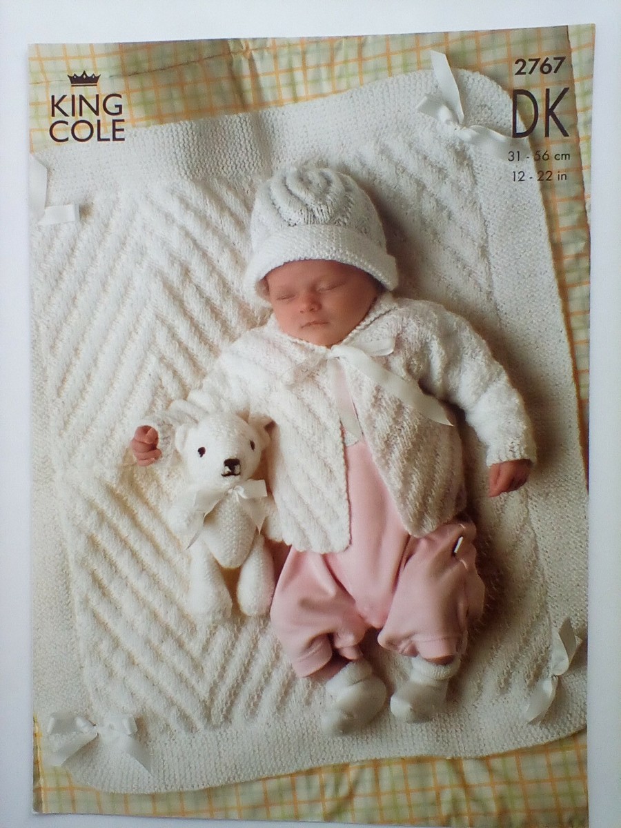 King Cole Babies Jacket, Blanket Hat Knitting Pattern Including Prem  Size