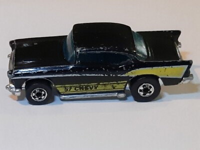 Vintage Blackwall Hot Wheels 1957 Chevy Black & Yellow 1976 Hong