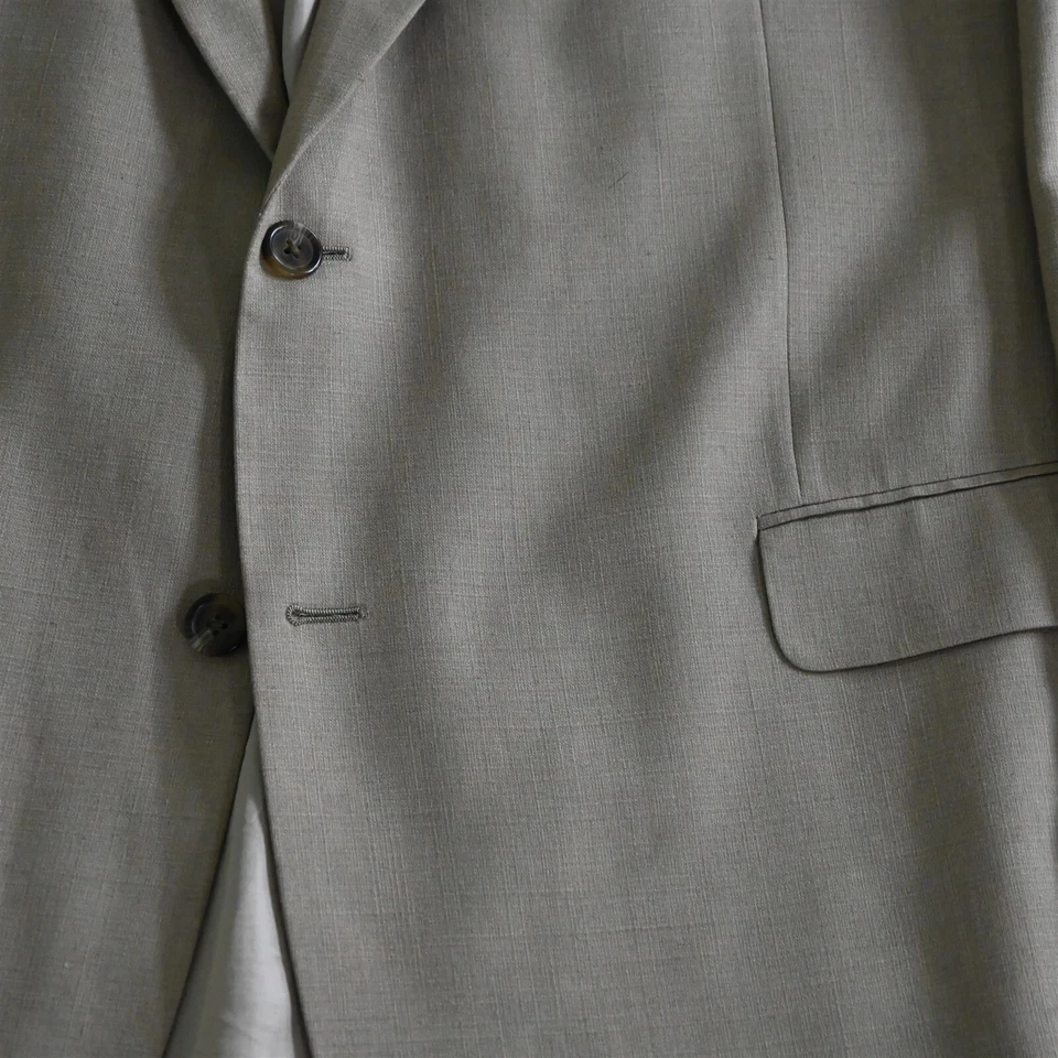 Blazer Traje Chaqueta Abrigo Deportivo De Colección Stafford 50L Beige Tostado Marrón Lino Foto 3 de 4