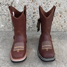 MENS SQUARED SOFT TOE WORK BOOTS DARK BROWN ITEMS SAFETY TOE WESTERN BOTAS