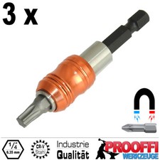 3 x Profi Bithalter Schnellwechsel Magnet System Für 1/4" Bits 60 mm Lang C6585