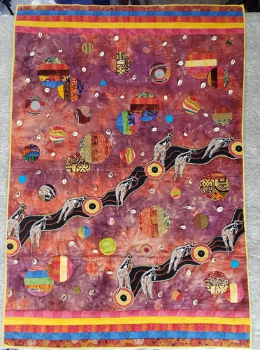 Beautiful 37" x 52" Quilted Art Wall Hanging signed by Artist - Gone Native