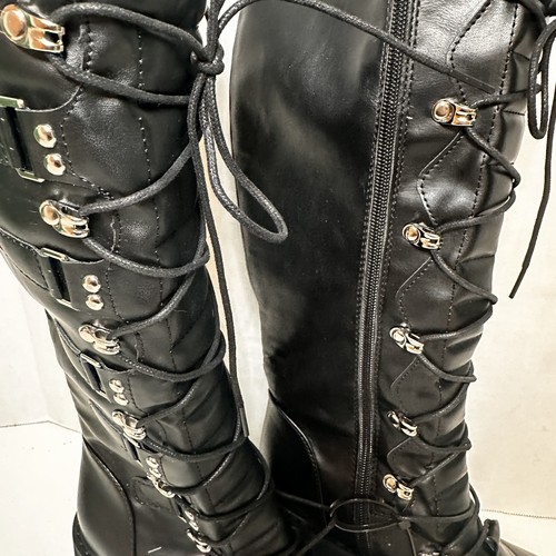 Black Goth Platform Cyber Punk Rock Boots Women's Sz 8 - Picture 2 of 8