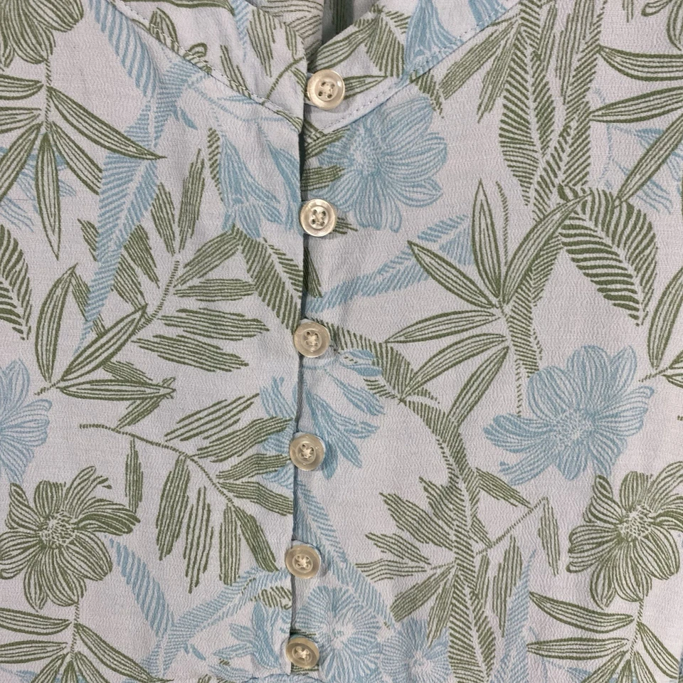 Maxi Vestido Eddie Bauer Mujer Manga Corta 2X Azul Floral 100% Rayón Cremallera Lateral Foto 4 de 4