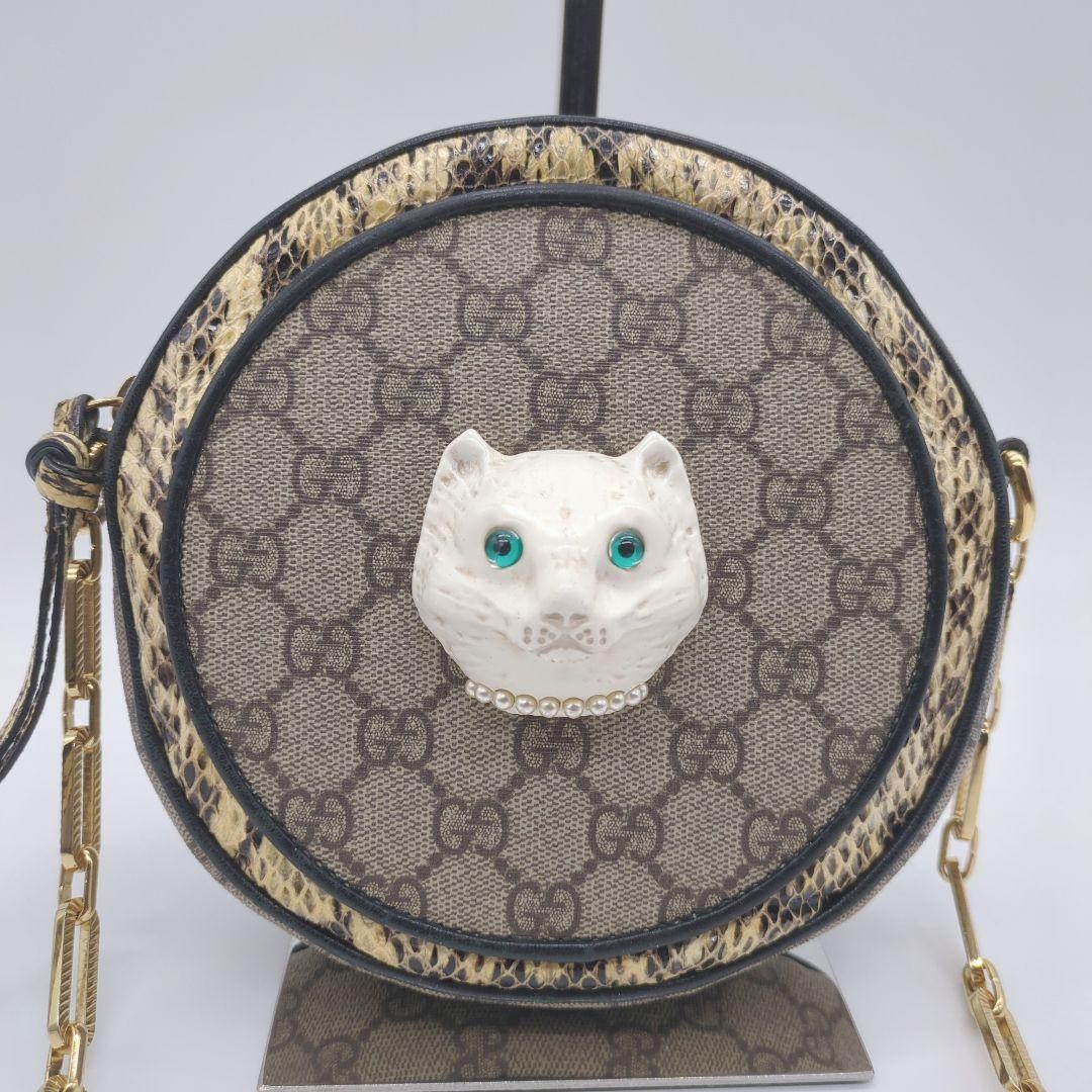 Gucci Wolf Python Shoulder Bag Chain Pearl Gold U… - image 2