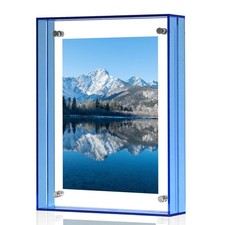1 Pack 5x7 Blue Acrylic Picture Frame, Wall, Tabletop Display, Floating Style