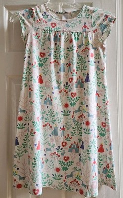 Mini Boden Nightgown Girls Size 6-7Y Castle Horse Carriage Cap Sleeve 