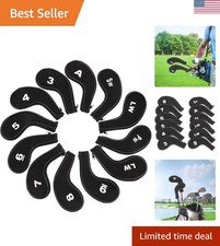 Set of 12 Neoprene Golf Club Head Covers with Zipper - Protection