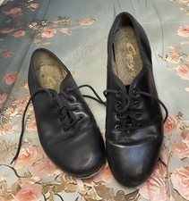 Capezio Tap Shoes Size 8 Black Patent Leather Lace Up Low Top Low Heel Kid  s