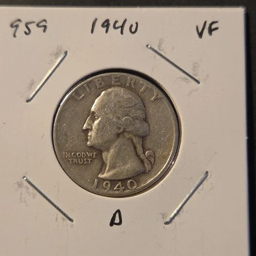 New Listing1940-D Washington Silver Quarter In Very Fine Condition