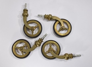 4x Möbelrollen Messing Optik Antik Stil Lenkrollen Gummirollen Ersatzrollen