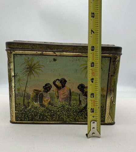 Antique Thomas J. Lipton Tea Merchant 3 lb Tin - Shows People Picking - Picture 9 of 9