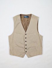 Vintage Polo Ralph Lauren Beige Pima Cotton Blend Vest Size M