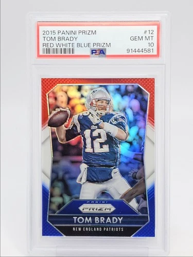 TOM BRADY 2015 PANINI PRIZM RED WHITE BLUE PATRIOTS PSA 10 Q1527
