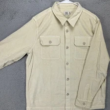 Flint Tinder Mens Shacket Shirt XL Cream Corduroy 2-Flap Pockets Button Up NEW