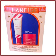 LANEIGE Minty Lip Duo 2 Pieces Candy Cane Peppermint Full Size Lip Balm Mask Set