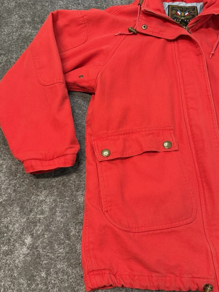Chaqueta de Trabajo Vintage French Country Express XS 90 Tareas Granero Abrigo Rojo Foto 2 de 4
