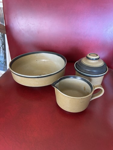 Juego de tazón para servir de gres Iron Mountain Blacksburg de colección crema azúcar tapa MCM - Imagen 1 de 12