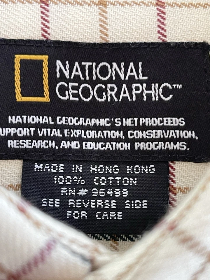 Camisa Abotonada a Cuadros National Geographic Hong Kong Algodón RN 96499 Hombres XL Foto 3 de 4