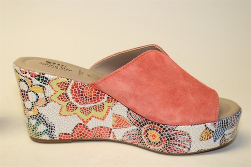 Spring Step Italy Made NEW Womens 8.5 39 Peach Suede Mosaic Platform Slide Shoes - Picture 5 of 24