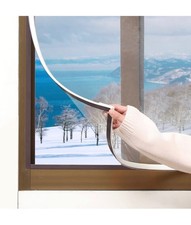 Joofan DIY Magnetic Window Insulation Kit. Transparent. White Frame (61"x59")
