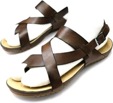 Harssidanzar Genuine Leather Sandals Mens For Outdoor 6, Brown 