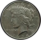 1934 Peace Dollar AU/BU