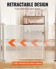 New Cumbor 55' Wide Retractable Baby Pet Dog Gate - GRAY GREY