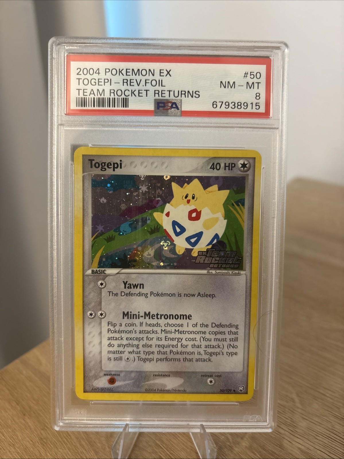 Pokemon Togepi EX Team Rocket Returns Reverse Holo #50 PSA 8 - Huge Swirl
