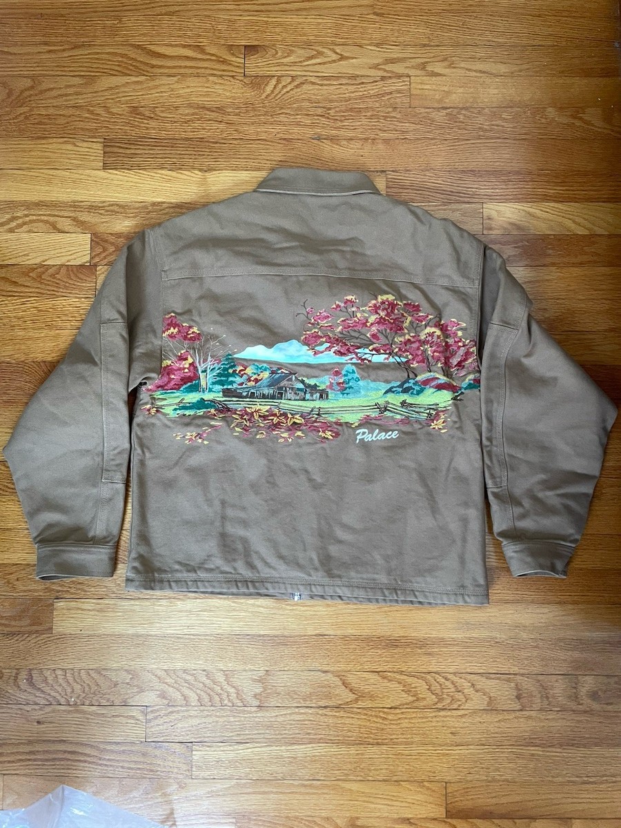 Palace Utility Jacket Fleece Brown Size Large Embroidered Graphic