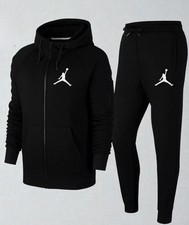 Men's Jordan Grey Tracksuit Set Zip Hoodie To Match Joggers Athletic Streetwear
