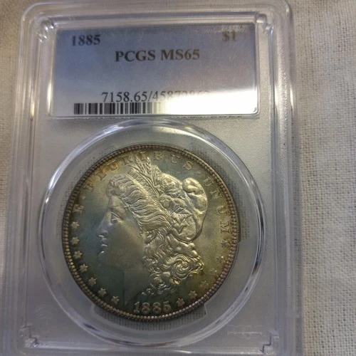 1885 Morgan Silver Dollar PCGS MS-65 Edge Toning