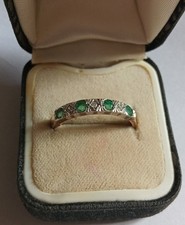 9ct Hallmarked Emerald And Diamond Eternity Ring