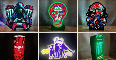 Personalisierter LED Leuchtkasten mit individuellem Namen | Designlampe in Form | individuelles Bild oder Th