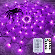 Halloween Luminous Spider Web LED Lights Hairy Black Spider Garden Hanging Decor