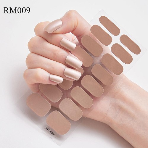 Metal Matte Foil 16Tips Nail Sticker Diy Manicure Nail Decalfull Cover ~ - Foto 9 di 20