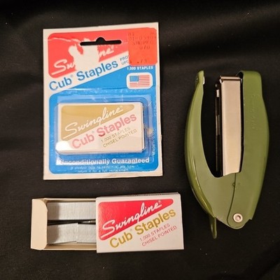 Vintage Swingline Cub Plier Handheld Stapler Green 4'' Tested Works - Cub or 77