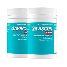 2x Gaviscon Advance Mint Chewable Tablets 60 Pack (120 Tablets)