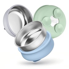Baby Bowls with Suction, Stainless Steel Toddler Bowl with Removable Silicone...
