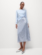 Marks & Spencer Womens Grey Blue Sequin Midi A Line Skirt - M&S