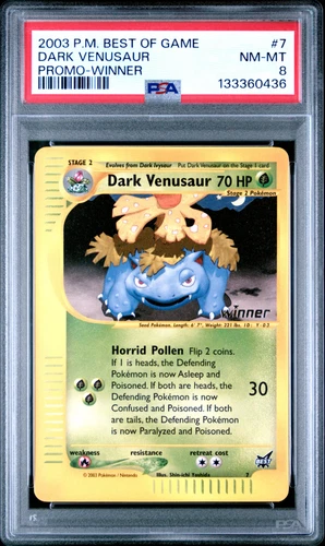 PSA 8 Dark Venusaur #007 2003 Best of Game Promo Winner English Pokemon Card
