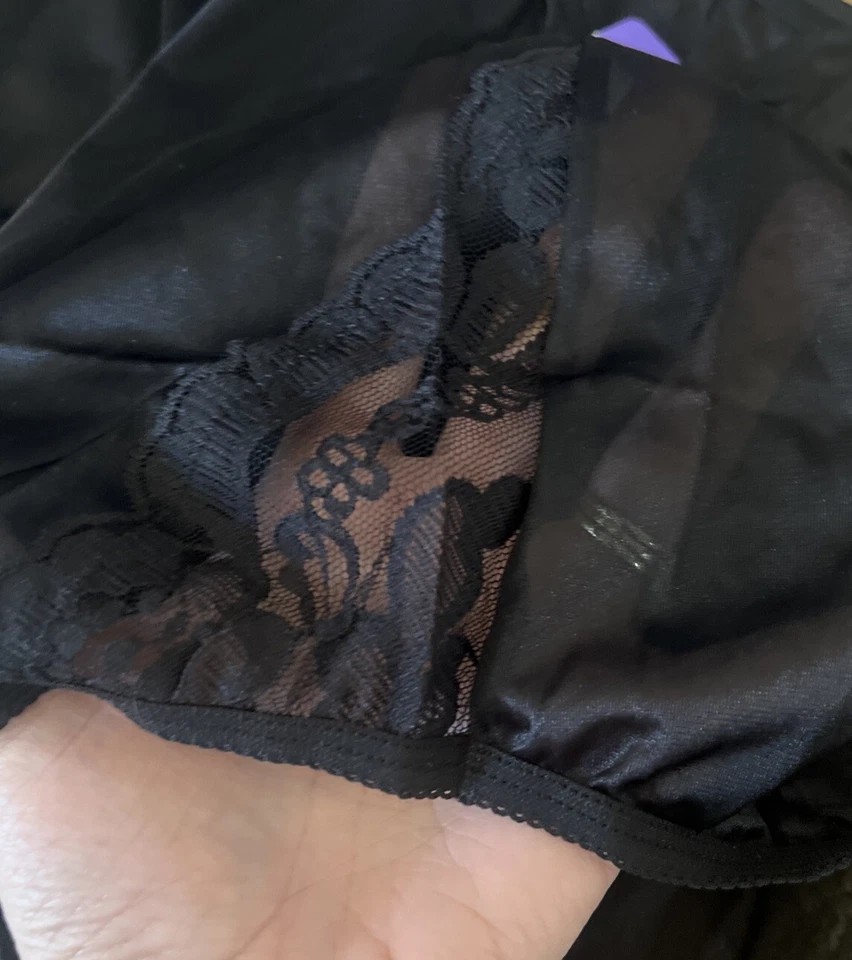 Calcinha Vanity Fair renda poliéster vintage 13001 renda preta nova com etiquetas tamanho 8 - Imagem 2 de 4