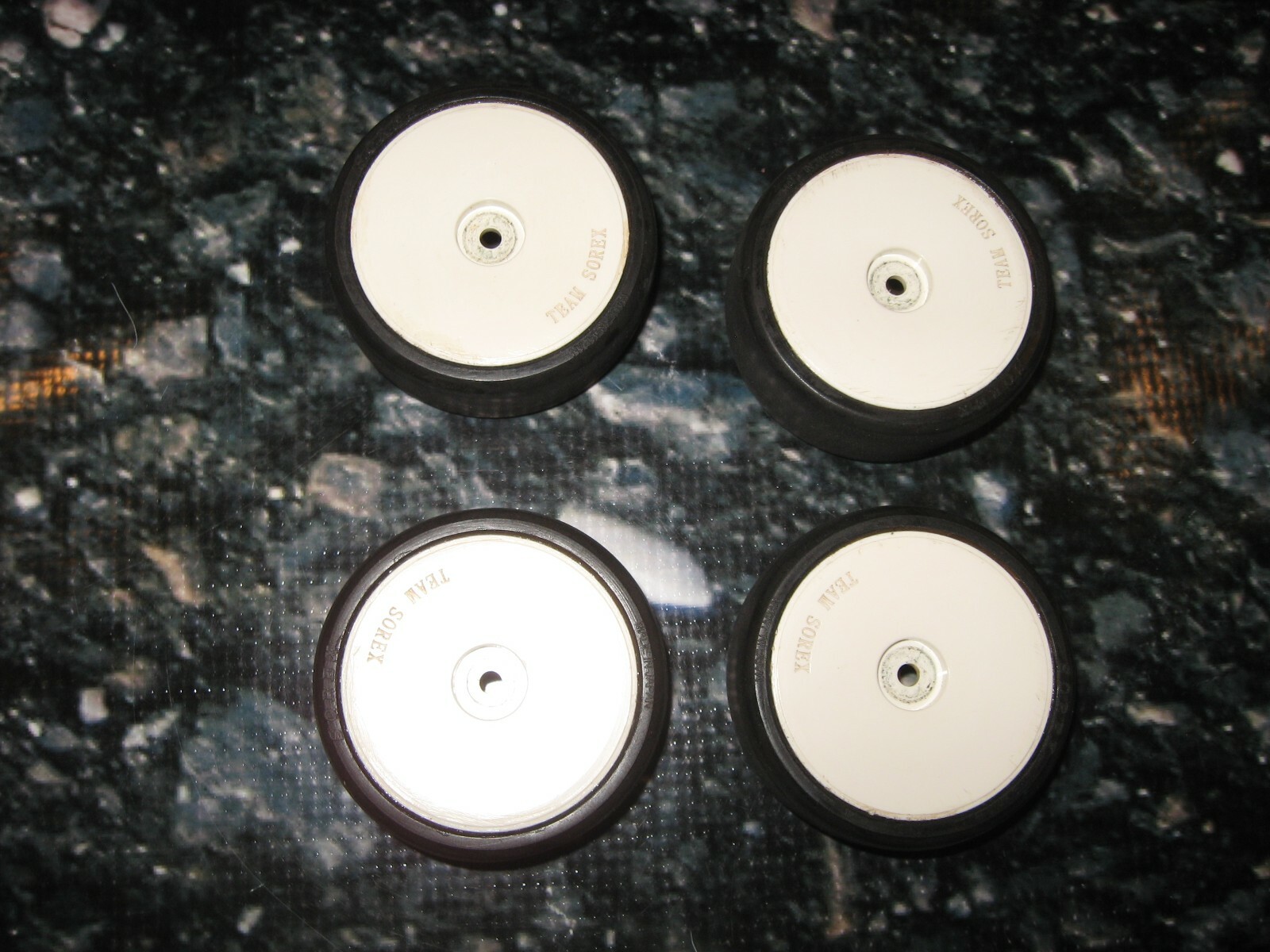 RC Sedan White Wheel & Tire Set 110 (4) Used Sorex Rubber Slicks eBay