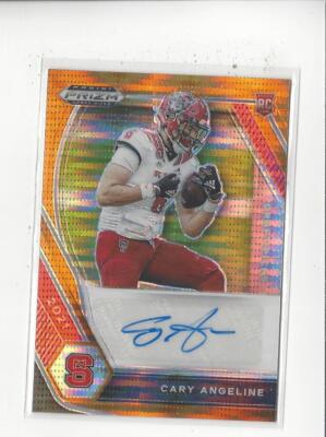 2021 Prizm Draft Orange Pulsar #298 Cary Angeline Rookie AUTOGRAPH NC STATE /49 