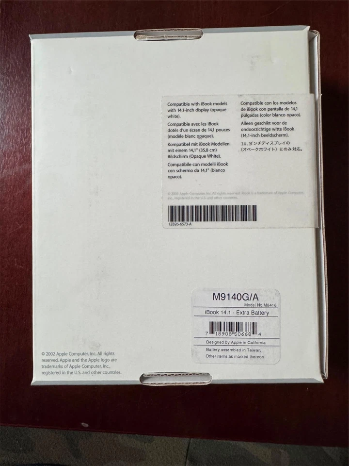 Nueva Batería Original Apple iBook 14 Pulgadas G3/G4 Laptop M8416 Modelo M9140G/A Foto 2 de 4