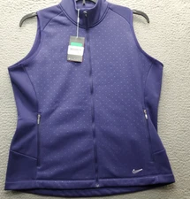 Nike Golf Tour Performance Vest Womens XL Purple Polka Dot Therma-Fit Full Zip