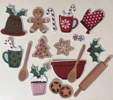 12 Gingerbread Baking Pieces - Iron On fabric appliques
