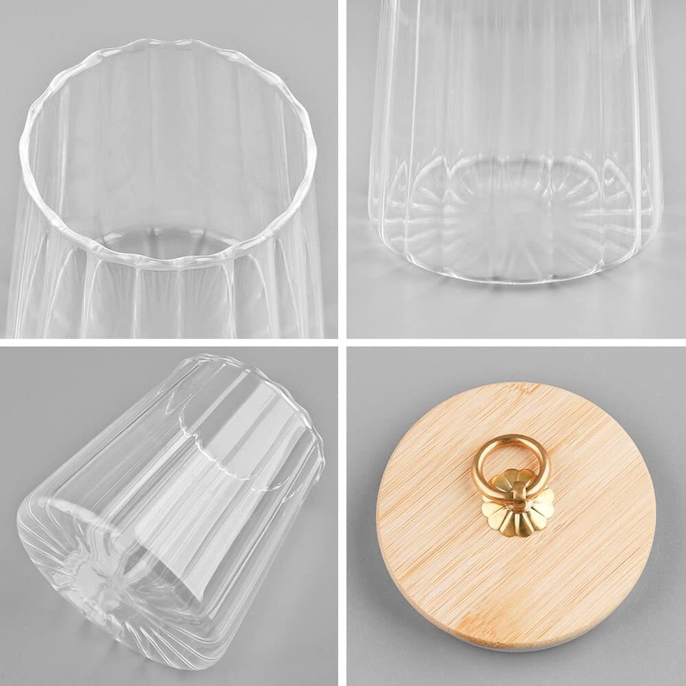 Small Glass Coffee Nuts Canister Airtight Storage Jar Petal Decorative